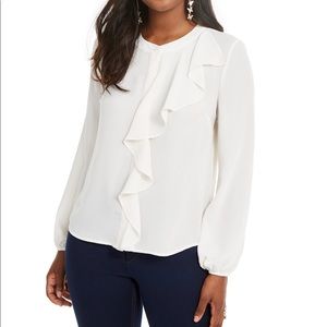 Thalia Sodi 100% poly blouse, crew neck button